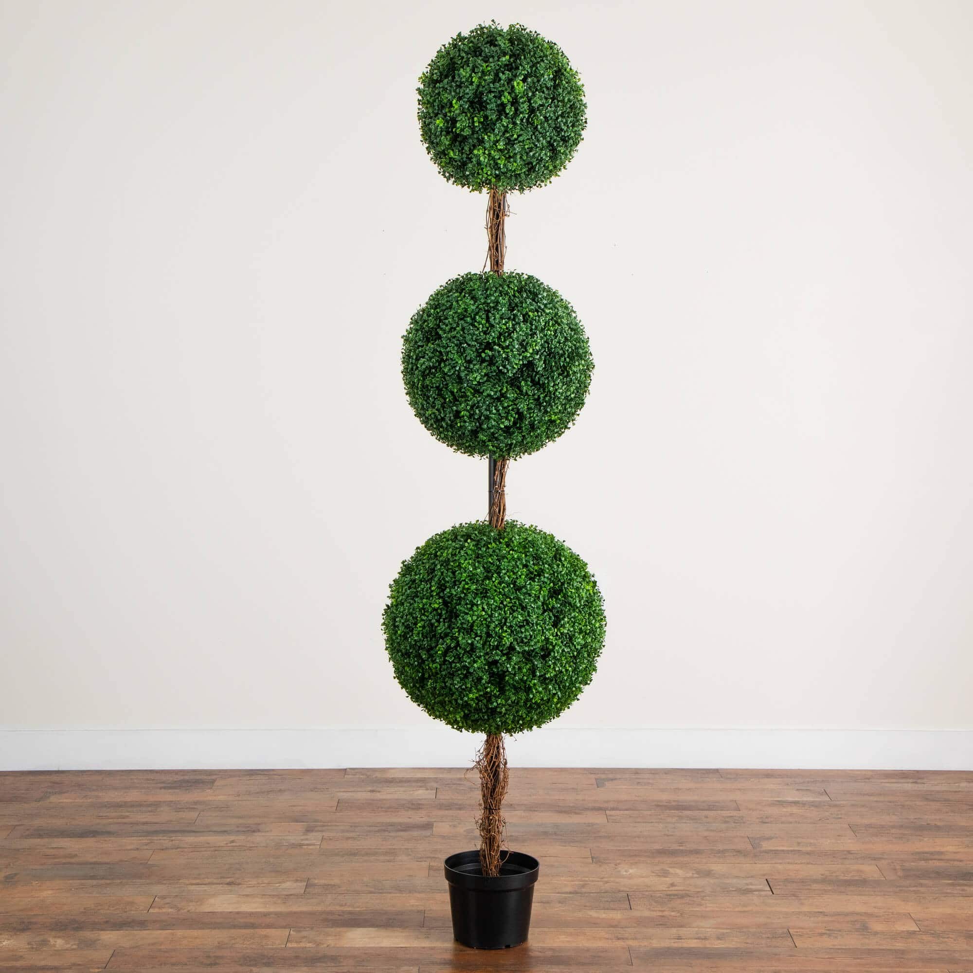 7ft. UV Resistant Artificial Triple Ball Boxwood Topiary Tree (Indoor/Outdoor)